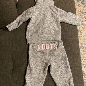 Baby girl roots sweat pants and hoodie used like new